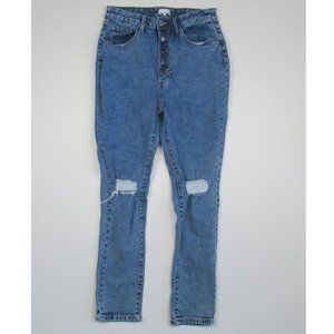 WeWoreWhat Danielle High Rise Distressed Straight Leg Jeans sz 28